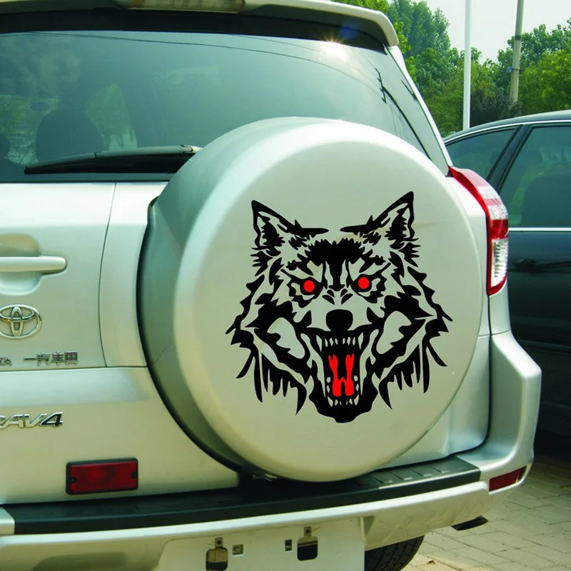 Big Size 50cm*50cm Fiery Wolf Head Howling Car Stickers Hunting Decal Animal Vinyl Motorcycle Auto Accessories  Black/White