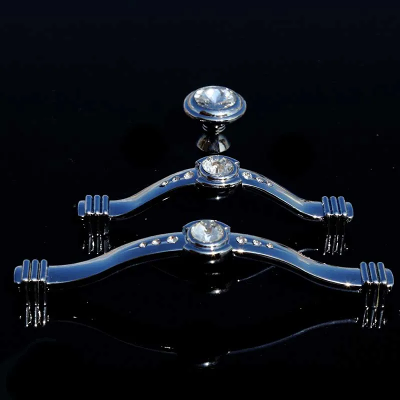 128mm rhinestone dresser kitchen door handle 96mm glass crystal