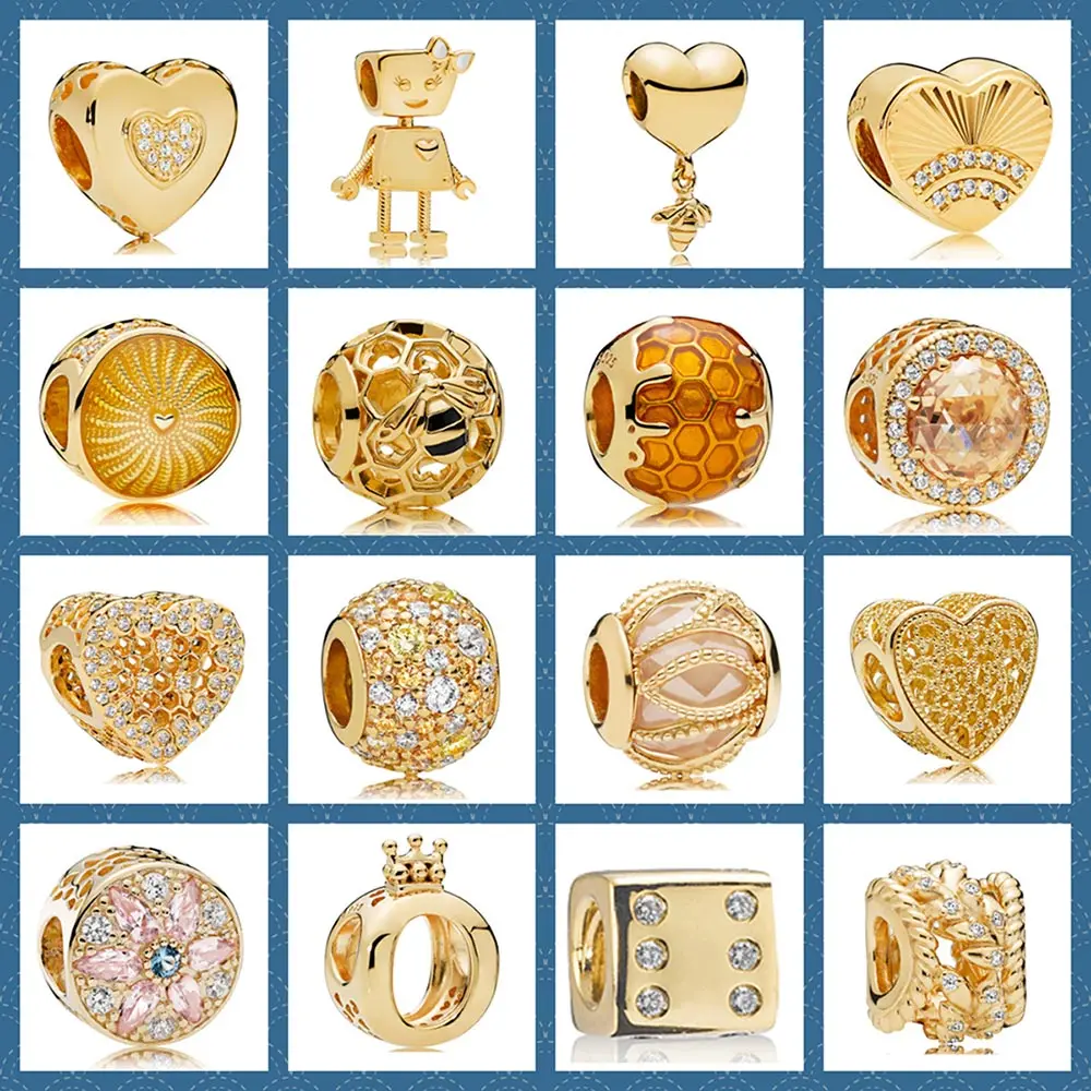 

100% Silver 925 Jewelry Original Model 1:1 Gold Majestic Crown Heart Lock Radiant Grains Mother'S Day Heart Origina Jewelry