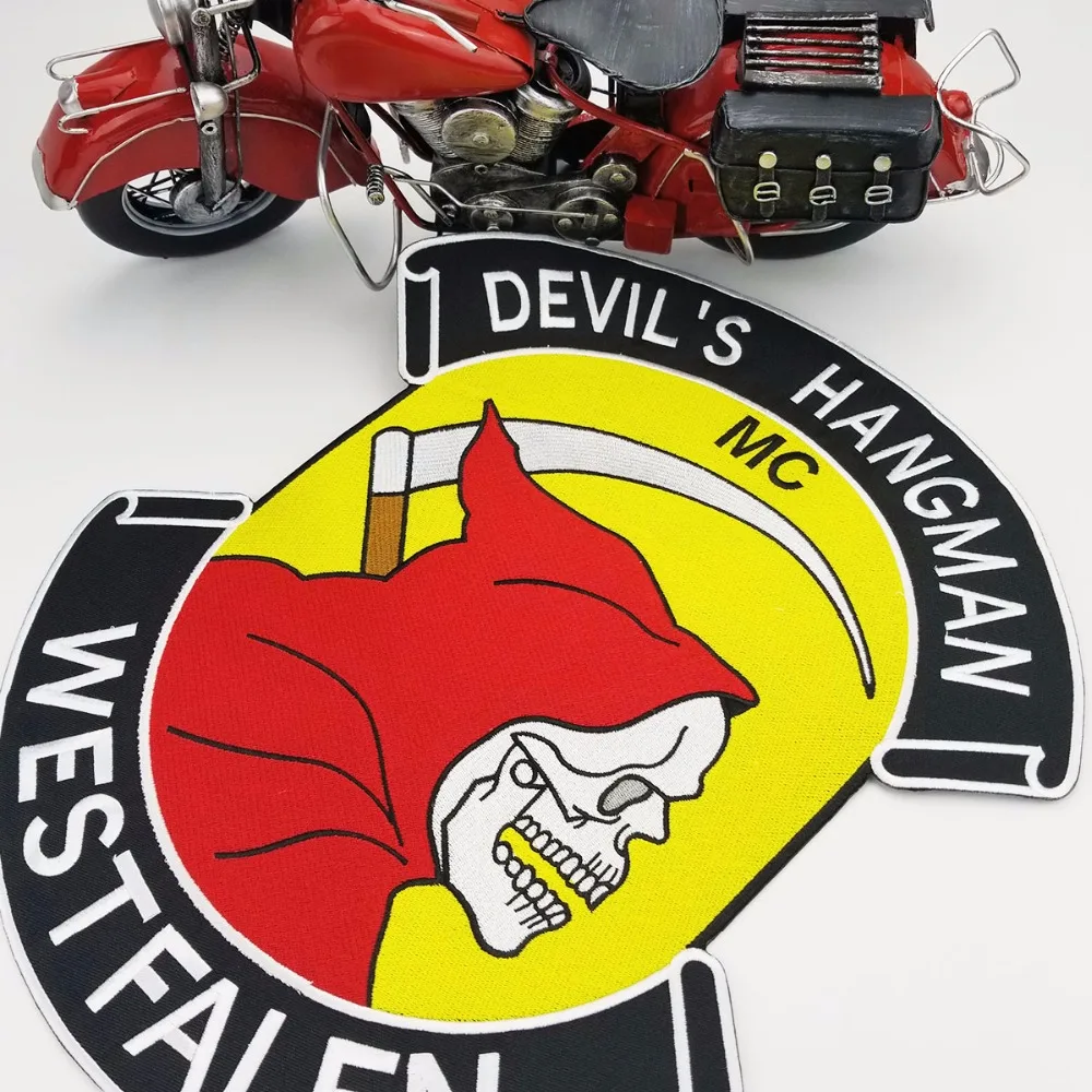 DEVIL'S HANGMAN WESTFALEN PATCH vest jacket back motorcycle patch embroidery iron-on cool biker delicate bag patches (4)