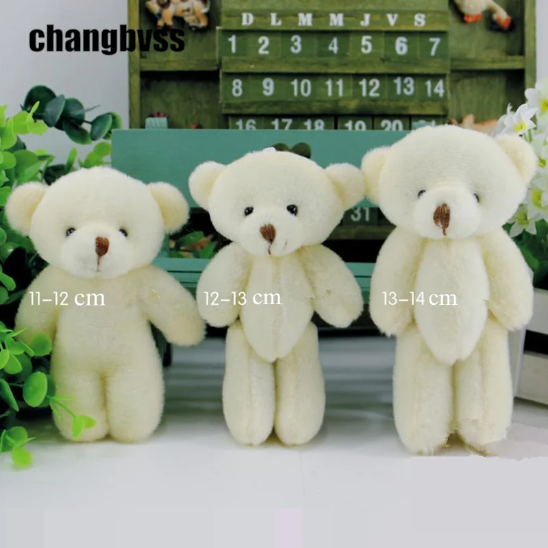 

12 pcs/lot 3 Sizes White Mini Jointed Mini Bears For Wedding Birthday Decor kawaii Bears DIY Cartoon Bouquet Stuffed Plush Toys
