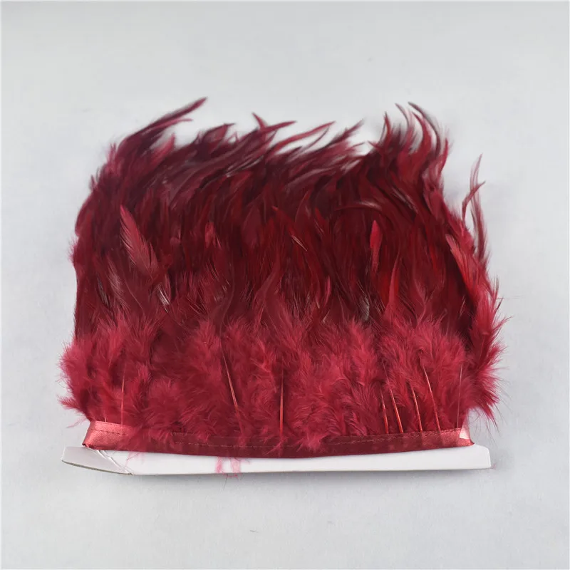 1 ярд 8-10 см, белое седло, перья петуха, отделка, рукоделие, украшения из перьев, качественная одежда, перья для рукоделия, вечерние - Цвет: Wine Red