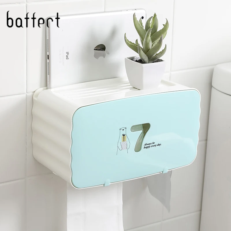 ماء الحمام حامل ورق المرحاض الحائط البلاستيك كبيرة الأنسجة صناديق مكان كيس النفايات الهاتف المحمول تخزين الرف