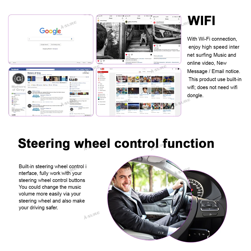 Sale A-Sure 2 Din Android 9.0 Radio GPS DVD Player Navigation For Mercedes Benz C-class W203 CLK G500 Viano Vito Class G-Class W463 3