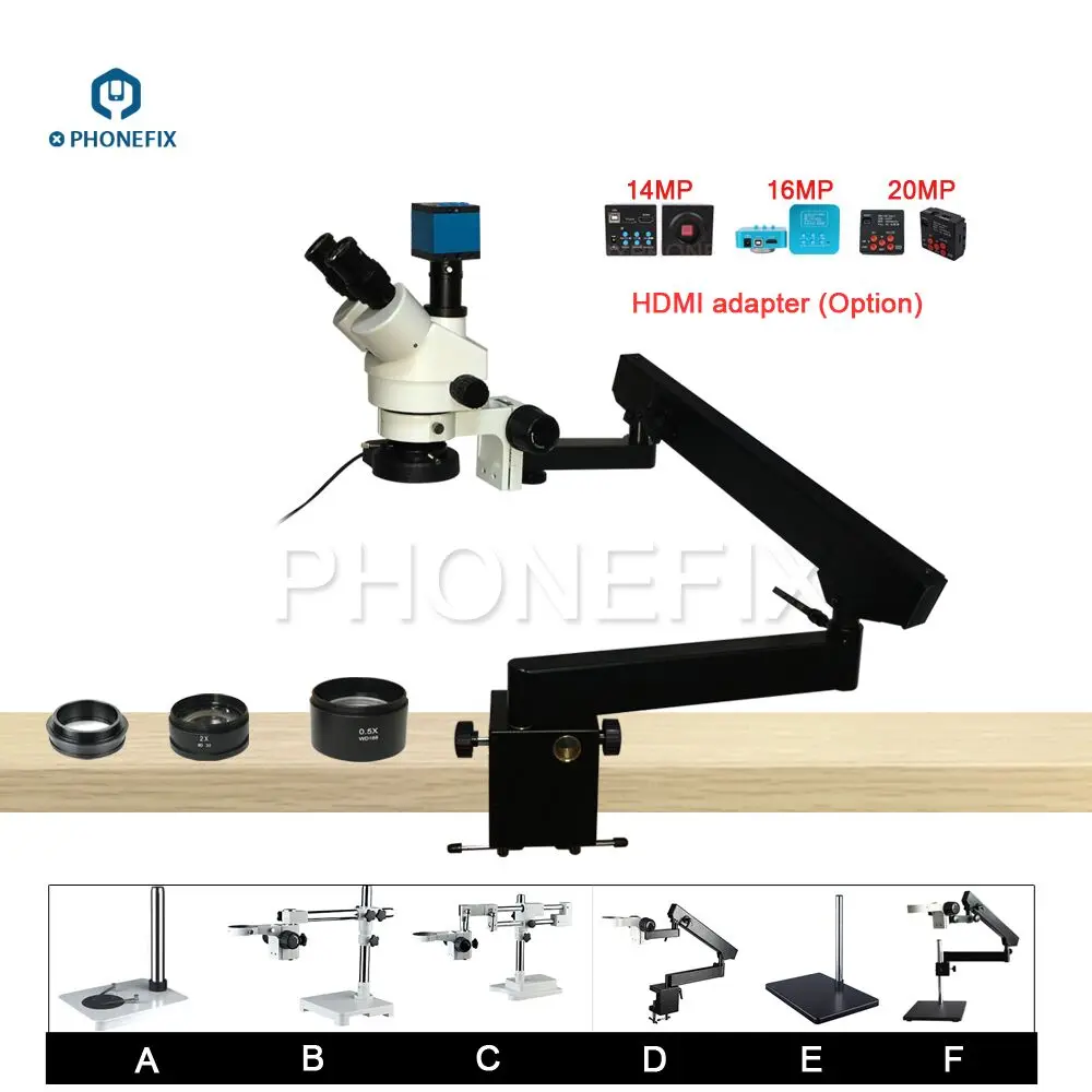 

PHONEFIX 3.5-90X 14 16 20MP HDMI Camera Stereo Zoom Microscope With LED Objective Lens Microscope For Mobile Phone Repair