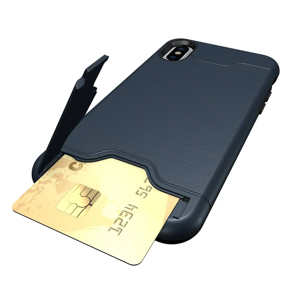

2pcs Navy Mobile Phone Protective Case Cover Shockproof With Card Slot For iPhone X
