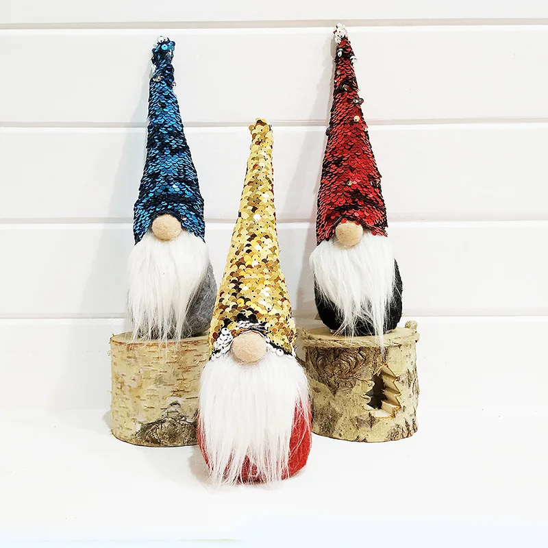 

Sequin Long Hat Swedish Christmas Golden DIY Christmas Hanging Decor Xmas Santa Claus Christmas dolls Merry Christmas Decoration