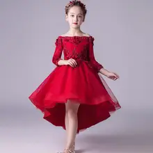 Glizt/красный цветок без шнурка из тюля для девочек, платье для свадебной вечеринки, пышное платье принцессы с цветочным рисунком для крещения, платья для первого причастия