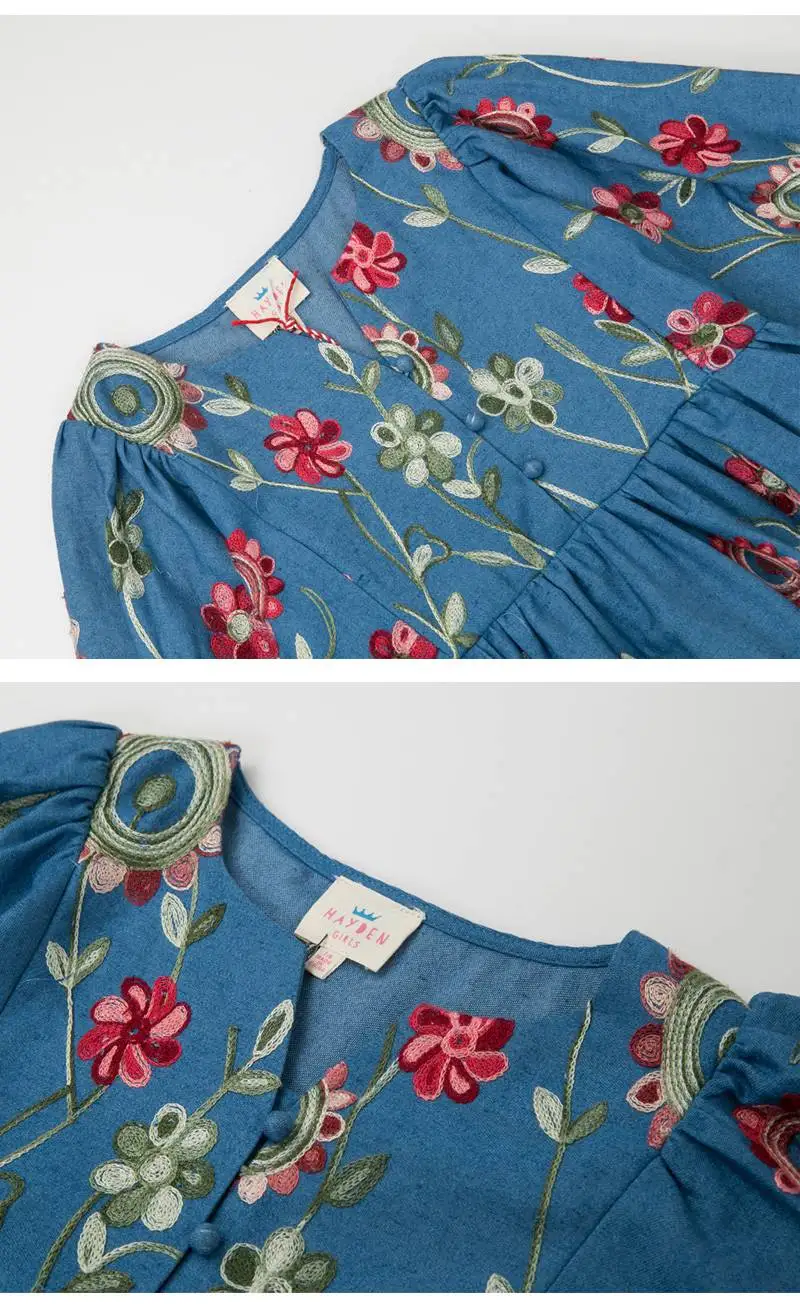kids flower embroidery dress G3817-15
