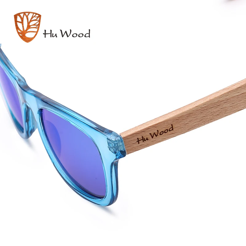 Детские солнцезащитные очки HU WOOD брендовые разноцветные в деревянной оправе для