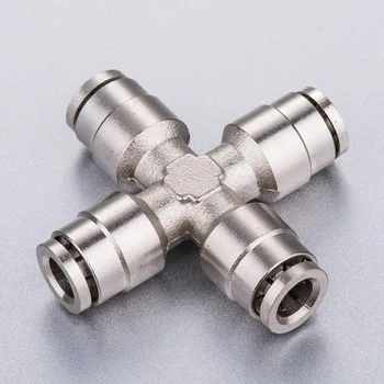 

tube size 6mm thread Brass pneumatic connector 4 way air hose quick fitting