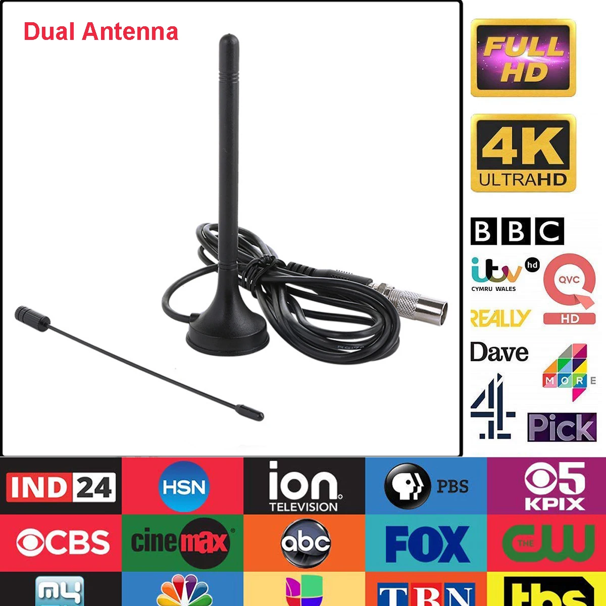 Indoor TV antenna Digital HDTV Amplified Antennas Aerial 4K 1080P HD