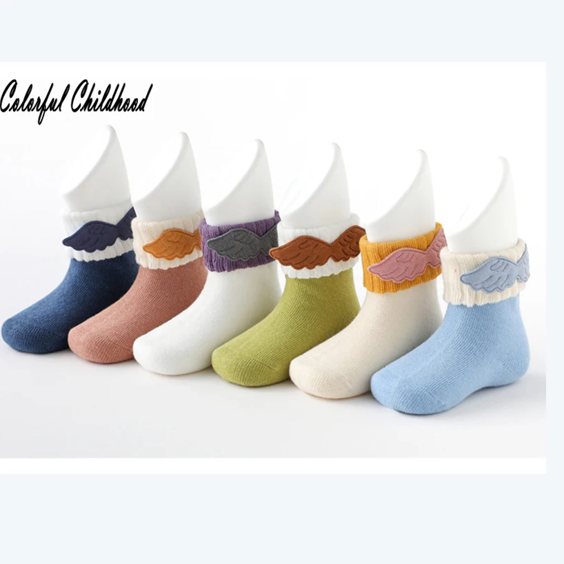 3 пары = 1 лот Детские Зимние носки Прекрасный Угол крыла Форма Карамельный цвет носки для малышей зимний утеплитель для ног утепленные