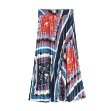 Женские винтажные Свободные плиссированные юбки с принтом летние модные женские юбки с эластичной талией женские юбки Saias Faldas