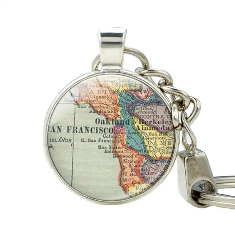 

San Francisco Vintage Map Key Chains San Francisco Map Pendant Keychain San Francisco Map Key Chains Jewelry Charm Key