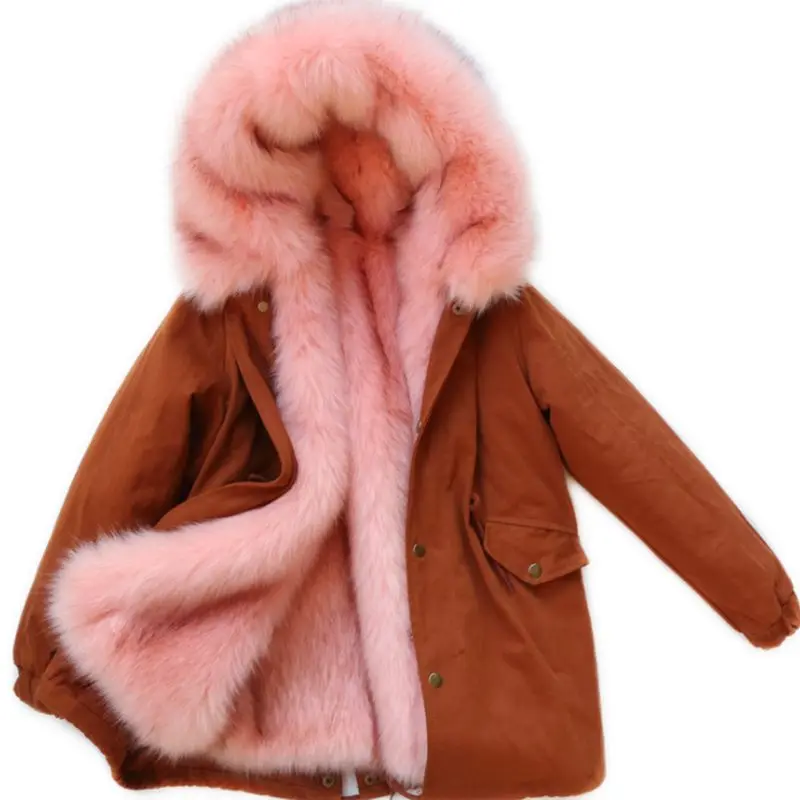 

Children Winter Girl Faux Fur Jacket Faux Fox Fur Hooded Coat Boy Thicken Warm Cotton Long kids Parkas Outerwear & Coats LK080