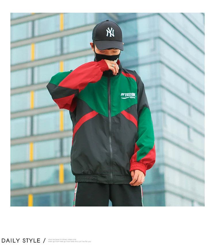Мужские куртки в стиле хип-хоп, ветровка, весна-осень, новинка, в стиле пэчворк, цветная куртка на молнии, Свободное пальто, Мужская Уличная одежда, 4XL 5XL