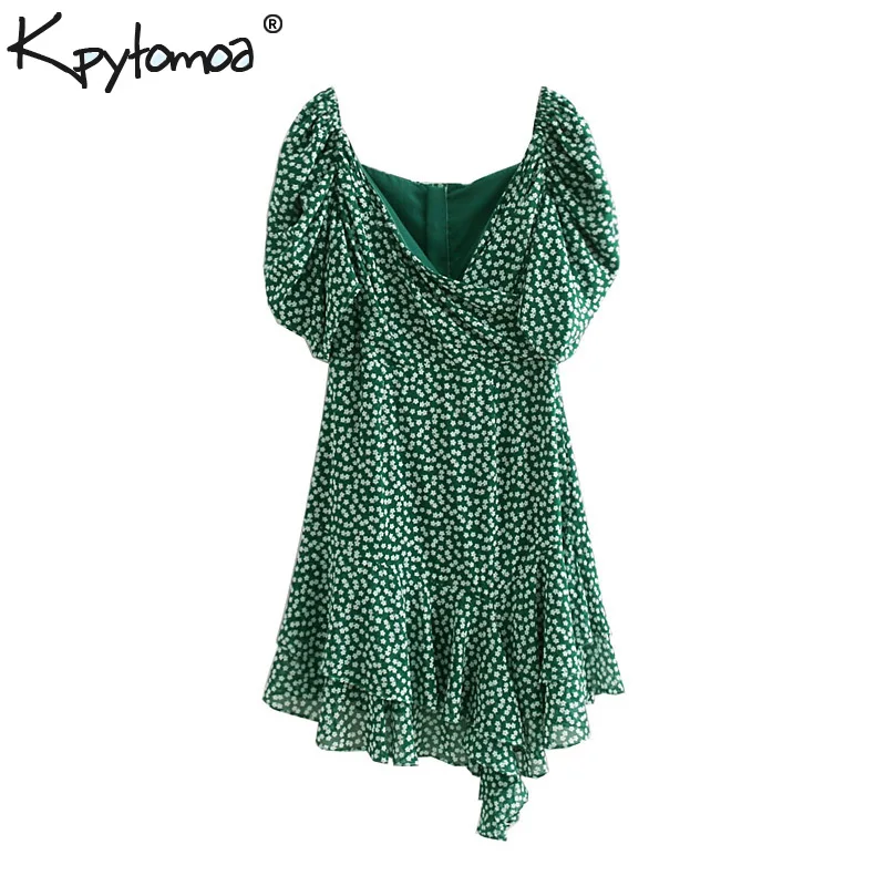 

Vintage Stylish Floral Print Chiffon Irregular Mini Dress Women 2019 Fashion Short Sleeve Ruffles Dresses Casual Vestidos Mujer