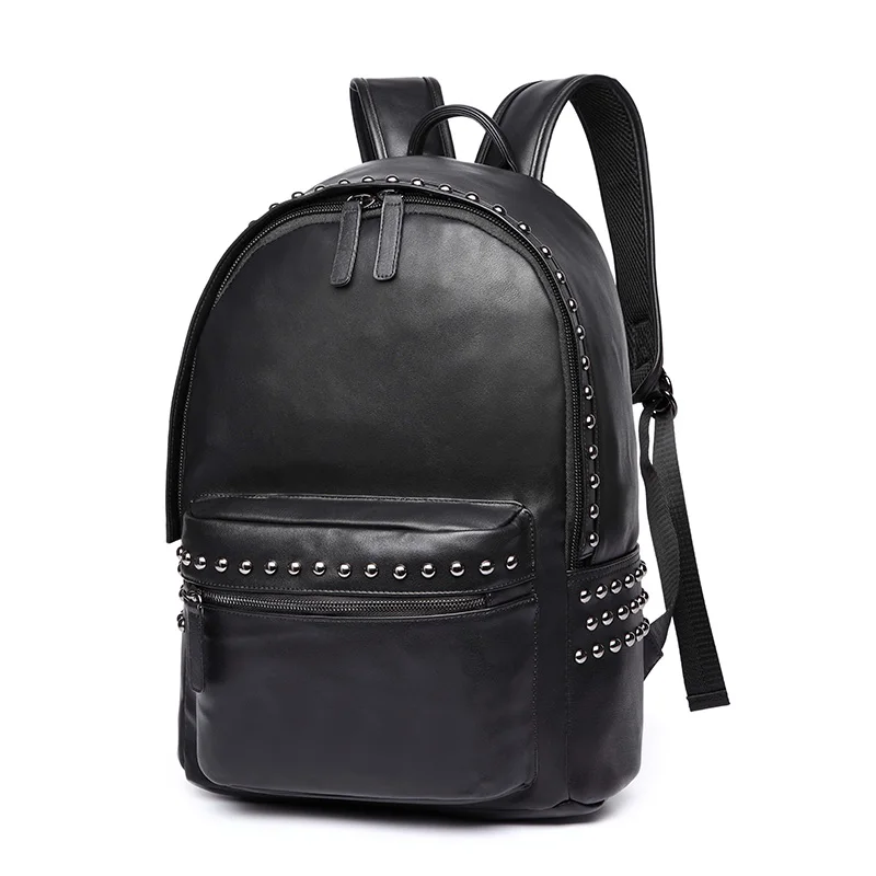 

Fashion Laptop Backpack Men Bag for 14 Inches Computer College School Man Backpacks PU Leather Waterproof Backpack Male Casual