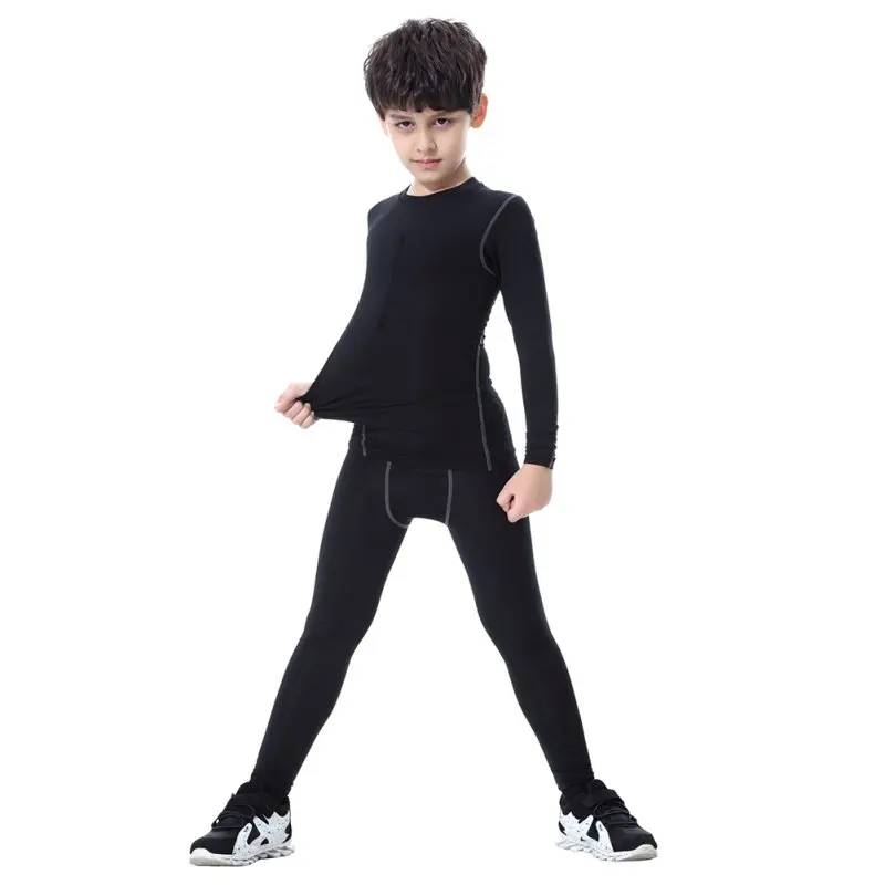 Child Kids Boy Quick-Dry Compression Sports Base Layer Skins Tee Thermal T-Shirt
