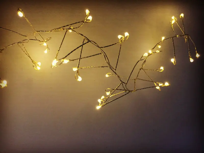 6.5Ft 2M 200LEDs copper Cluster LED String Fairy light Battery Operated