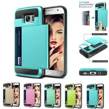 

Portable Slide Card PC+TPU 2 IN 1 Back Cover for Iphone X 8 7 6S 5 SE Plus Samsung Galaxy S9 S8 Plus S6 S7 edge Note 8 5 Case