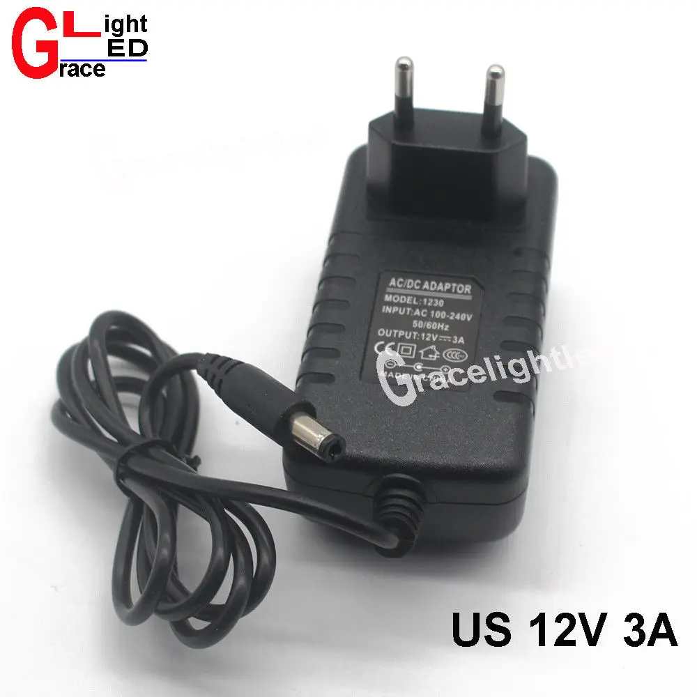 

EUAC100-240V Light Transformers Output DC 12V 3A Switch Power Supply For LED Strip