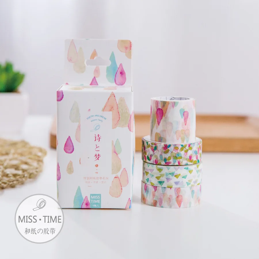 4Rolls/Box Creative Design Poem and Dream Masking Tape Book Decor