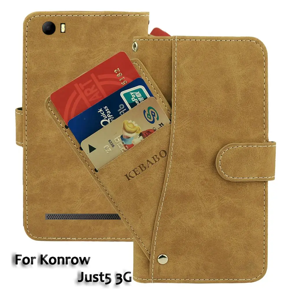 

Vintage Leather Wallet Konrow Just5 3G 5" Case Flip Luxury Card Slots Cover Magnet Stand Phone Protective Bags