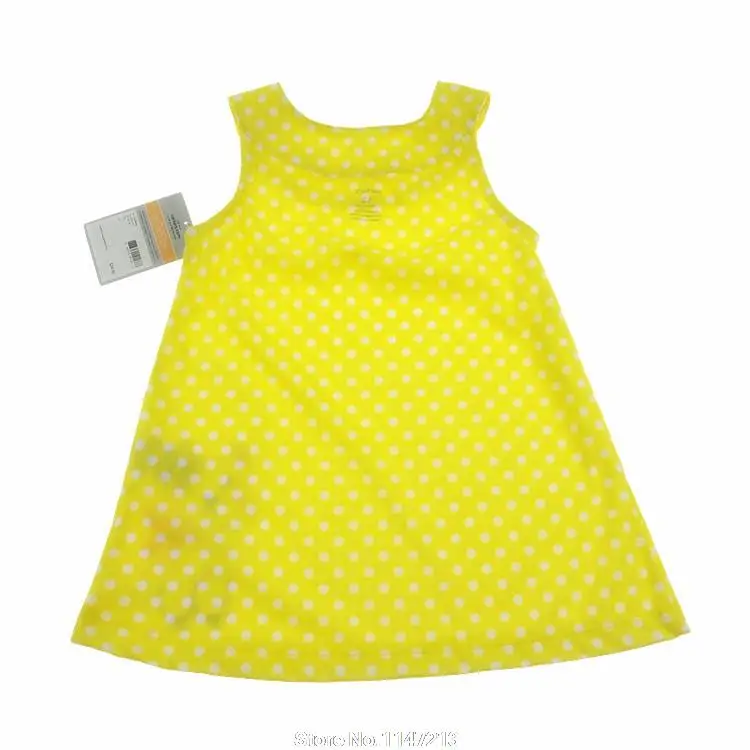 Новый Brand New Baby девушки Лето Dress 100% Хлопок Одежда Точки Младенческой Мультфильм