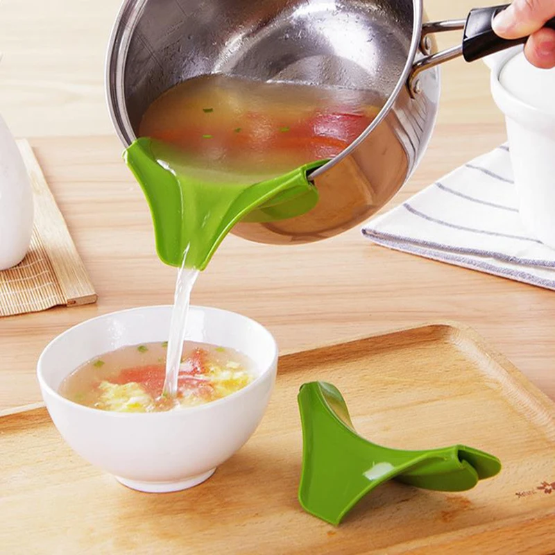 

Creative Silicone Funnel Slip On Pour Soup Spout Kitchen Accessories Pot Pan Gadgets Cooking Tools Utensils To Spills Deflector