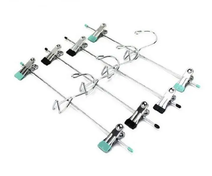 5pcs/lot New Hangers For Clothes Stainless Steel Clip Stand Hanger Pants Skirt Kid Clothes Adjustable Pinch Grip Cabide 5
