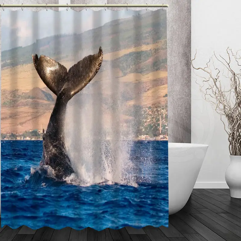 whale Shower Curtain Personalized Custom Bath curtain Waterproof polyester curtain for familyin