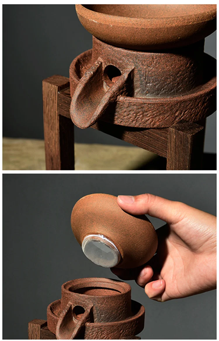 Дзен японский стиль винтаж грубая керамика чайные ситечки с держателем чай ПЭТ пуэр Чайный фильтр чайный набор кунг-фу креативный домашний декор