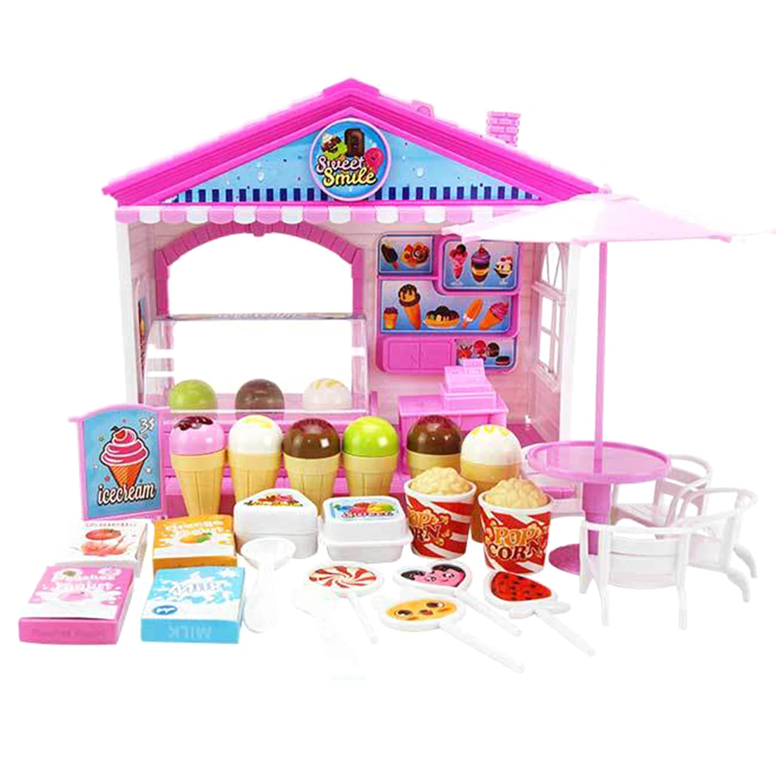 

Children Pretend Play Toy Dining Table Fast Food Restaurant Playset Baby Pretend Play Kitchen Toys - Ice Cream Shop