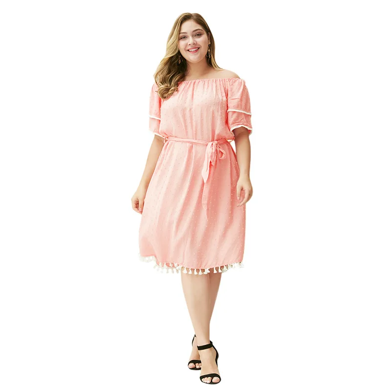 plus size pink ruffle dress