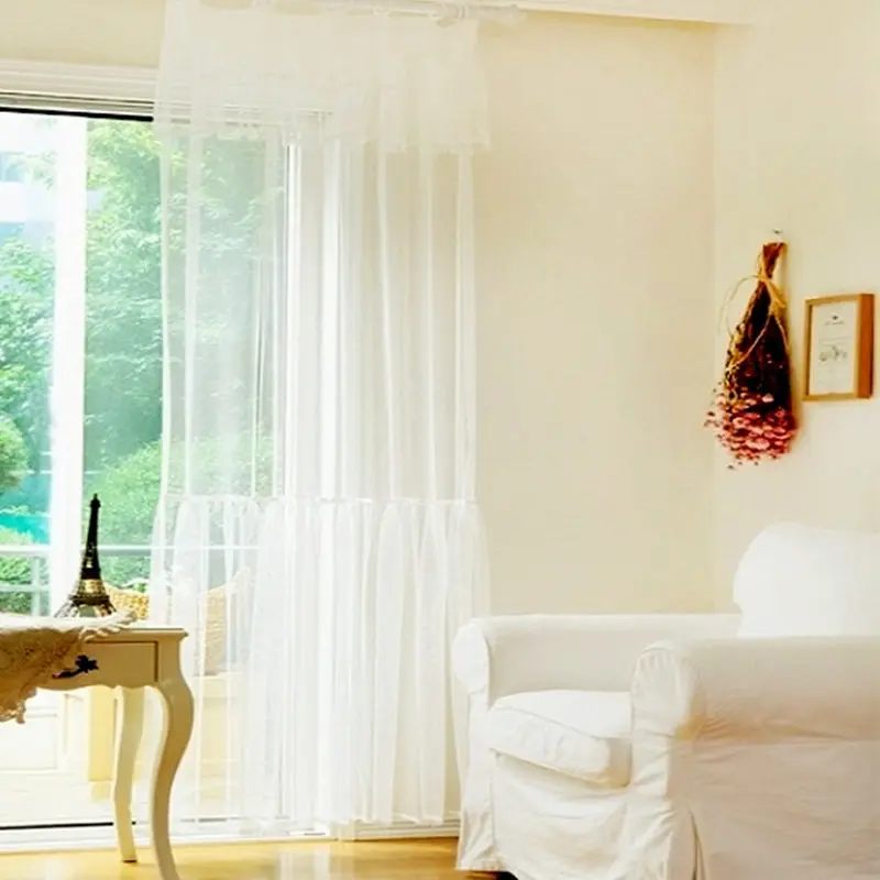 European romantic voile curtain chiffon curtains bedroom window cortinas princess tulle curtains