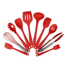 10 Pcs/Set Kitchen Silicone Cooking Tools Utensils Set For Spoon Spatula Ladle Egg Beaters Nonstick Gadgets