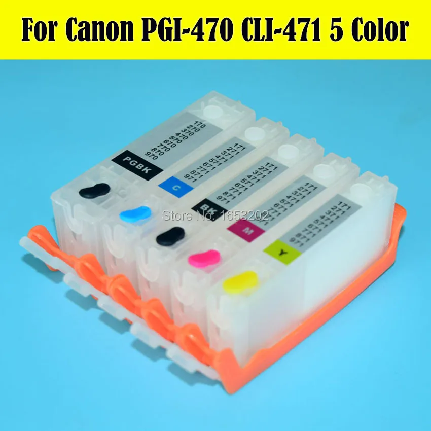 5 Color/Set PGI470 CLI471 Refill Ink Cartridge For Canon PIXMA MG6840 MG5740 Printer With Auto