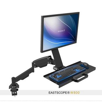 

Free Lifting Full Motion Desktop Monitor Holder +Keyboard Holder Gas Spring Arm Work Table Sit-stand Workstation PS Stand W800