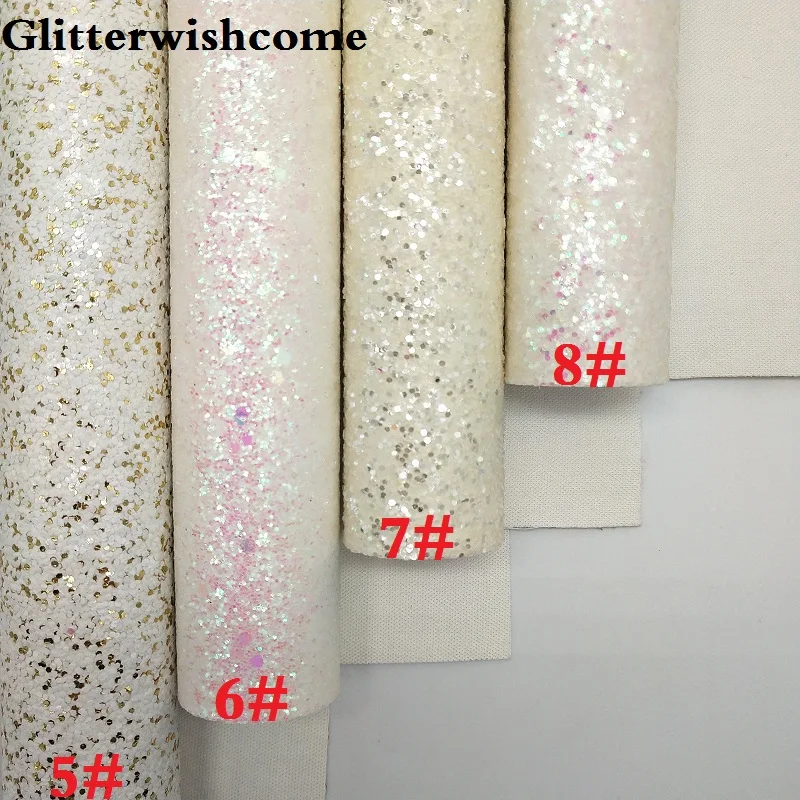 Glitterwishcome 21X29 см A4 размер винил для бантов белая блестящая кожа, плоская массивная блестящая кожаная ткань винил для бантов, GM100A