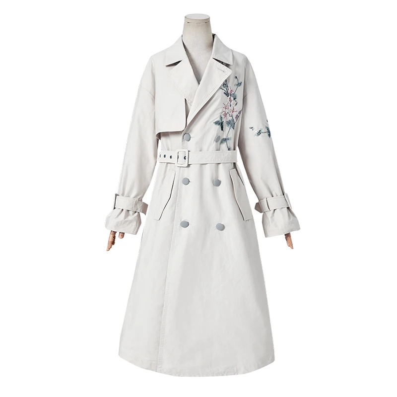 Taille Yellow Mode Trench ligne Mince Solide 2019 Manteau Fa10098c Floral Beige Bouton A Femmes Couleur Lâche Printemps Veste Meilleur Artka De hQsrxCtd