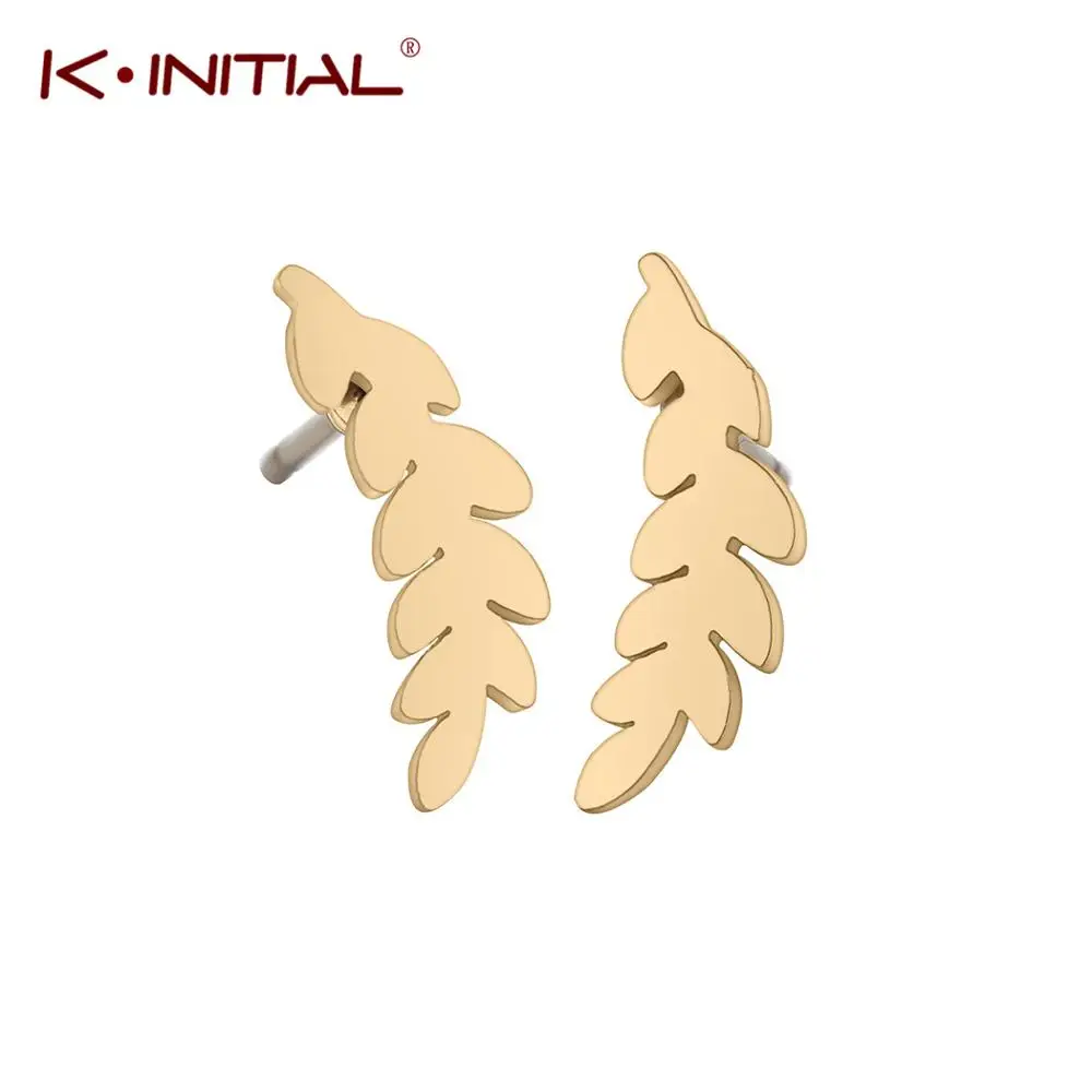 

Kinitial Fashion Elegant Gold Color Leaves Stud Earrings Jewelry for women Statement Piercing Leaf Shape Earring Wholesale