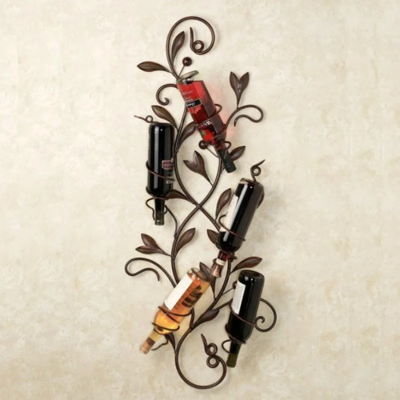 

Pastoral Style Wine Rack 35X11X80cm Hanging Upside Down Creative Red Bottle Rack Iron Wall Frame Wine Rack