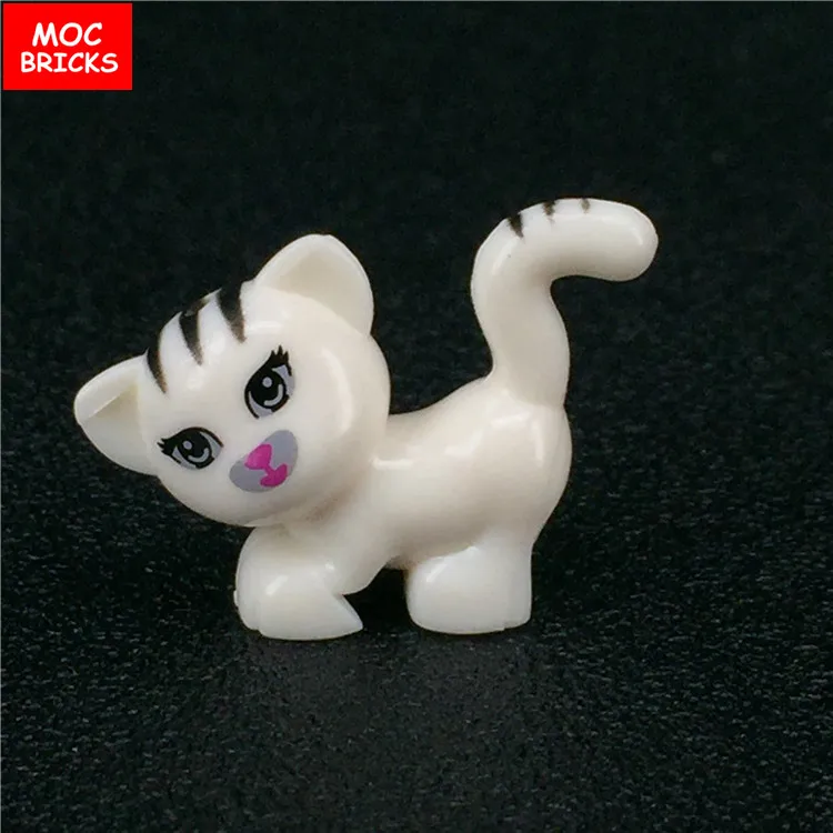 5 шт./лот кирпичи MOC с животными белые и черные кубики для маленьких кошек