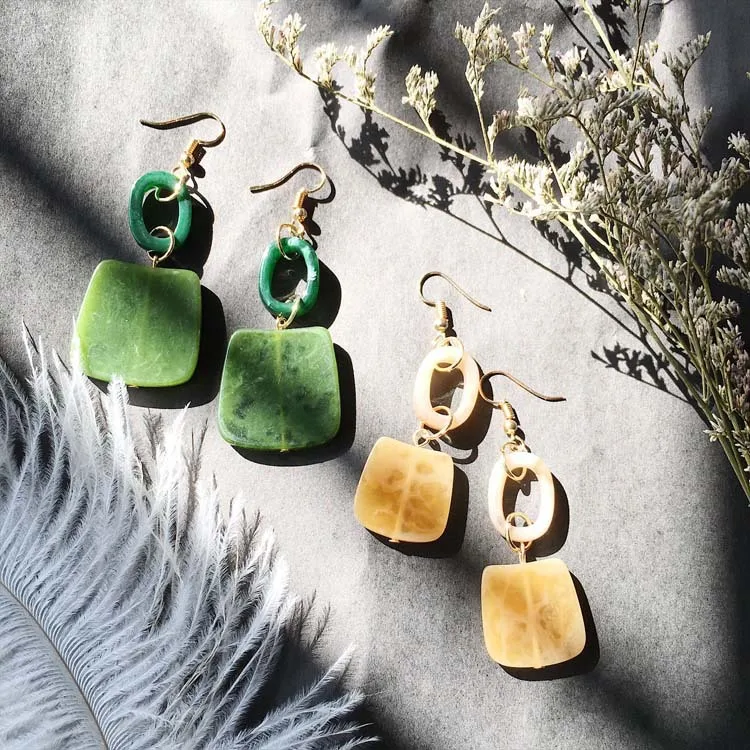 

Fashion Trend Jewelry Simple Design Geometric Earrings Square Rectangle Tortoise Shell Resin Acrylic Earrings for Women 2019