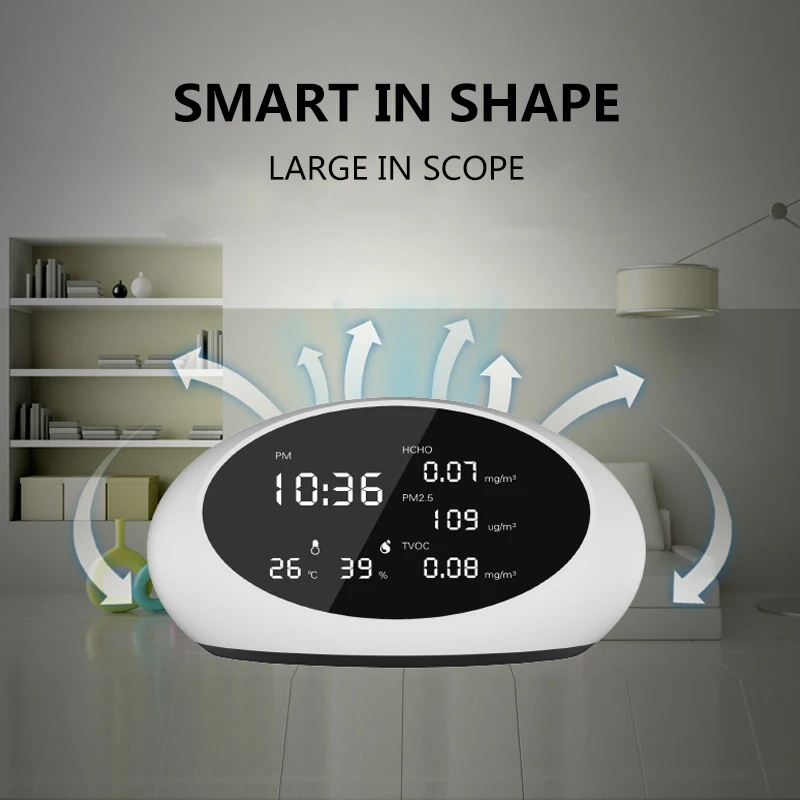 PRACMANU цифровой детектор качества воздуха PM2.5 Газоанализаторы и HCHO& TVOC тестер метр монитор тестер с перезаряжаемой батареей