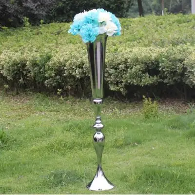 Элегантный металлический 88 см высокий Искрящийся золотой свадебный цветок ваза стол центральные свадебные украшения 10 шт./лот - Цвет: sliver color