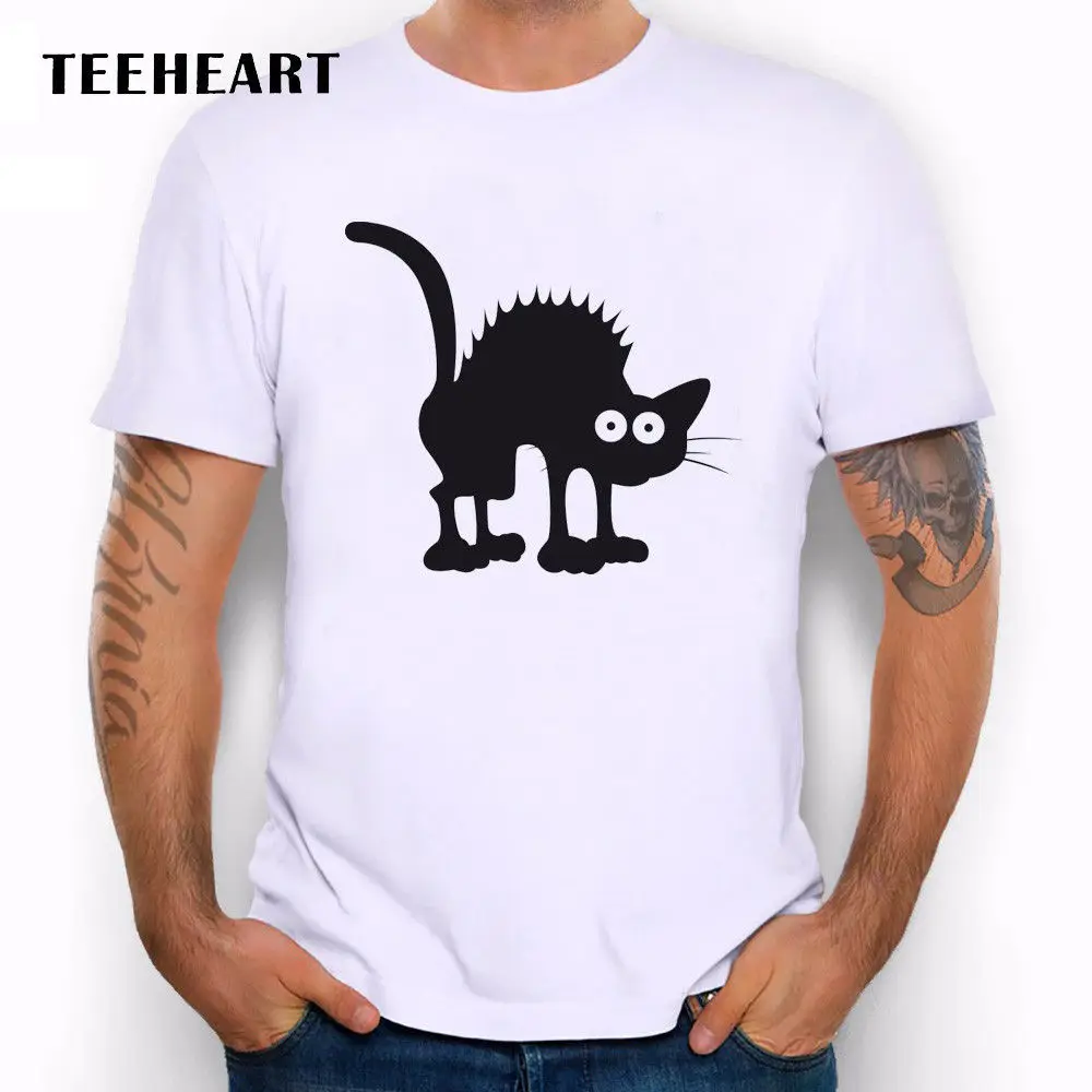 I Think Saw A CUCUMBER! Scared Cartoon Black Cat Funny Joke Men T Shirt Tee top free shipping t-shirt discount hot new 2018 | Мужская