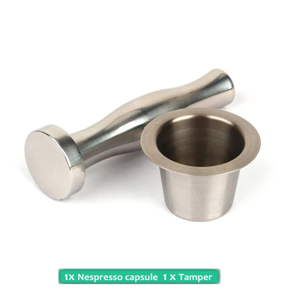 

Coffee Filter Nespresso Machine Stainless Steel Metal Reusable Capsule With Press Coffee Tamper Refillable Capsules Filters Tool